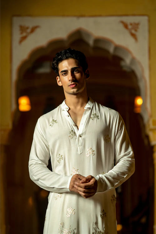 Off White Premium Ivory Embroidered Men’s Wedding Kurta